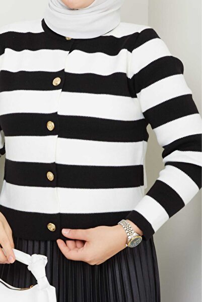 modapark.ist Γυναικεία ριγέ πλεκτή ζακέτα