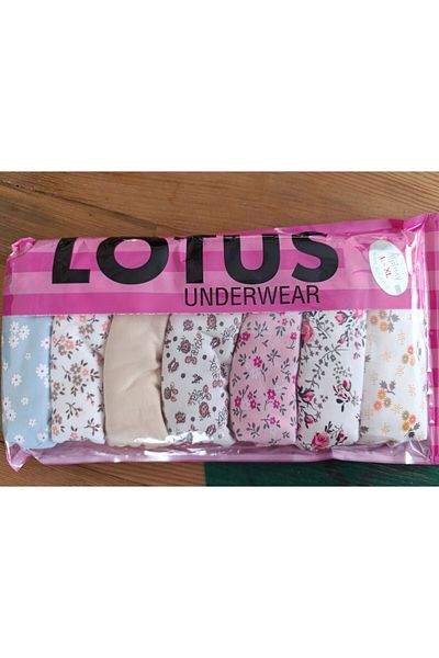 Lotus Patterned Underwear 7 Li Lycra Cotton Panties