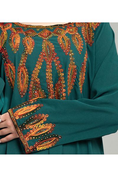 IKKXA Solid Embroidery Elegant Jalabiya XJ1002