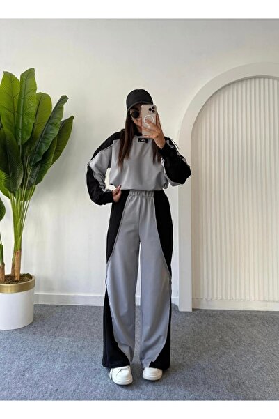 Casero Bello طقم رياضي من قطعتين بخياطة متقاطعة ومتباينة الألوان