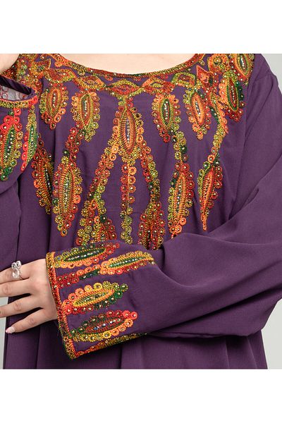 IKKXA Solid Embroidery Elegant Jalabiya XJ1002