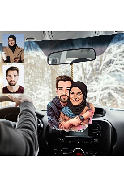 wonderlike Bay Çift Taraflı Tasarımlı Ahşap Araba Dikiz Ayna Süsü