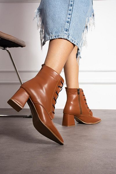 ShoeTek Γυναικείες μπότες Malirsa - Δέρμα με κορδόνια και χοντρό τακούνι