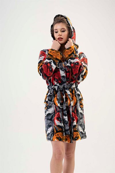 VİENETTA Дамски къс пеньоар от полар с качулка
, 201039