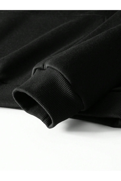 NURLAND Milan Printed Black and Ecru Oversize Unisex Hoodie