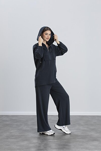 Işşıl IŞŞIL 7984-Yumuşak Doku Lycra Penye Taşlı Hamile Eşofman Takım