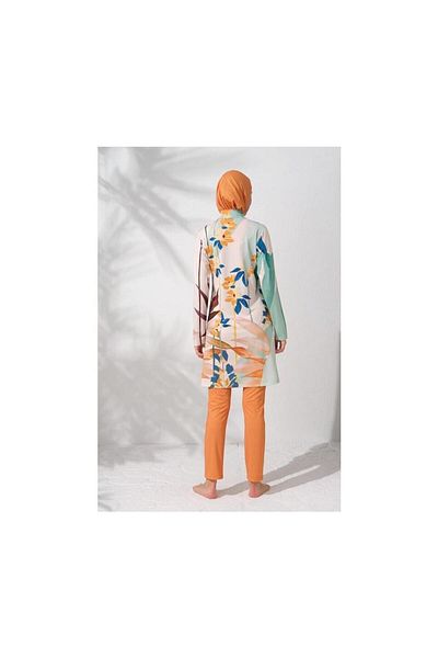 Pierre Cardin Patterned Long Sleeve Hijab Swimsuit