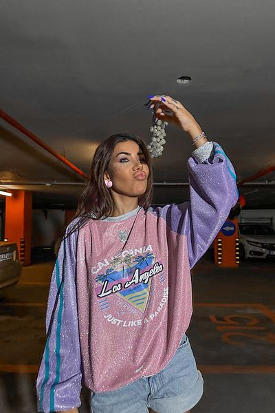 Gülşah Evecen Φούτερ California Glitter (Το ασημί ύφασμα κάνει γκλίτερ)