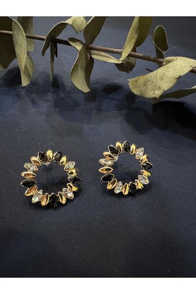 HERA Circle Figured Stone Earrings