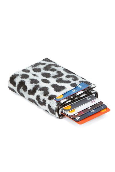 Newish Women's Leoapar Pattern Anti-Theft Rfid Vegan Leather Wallet and Card Holder