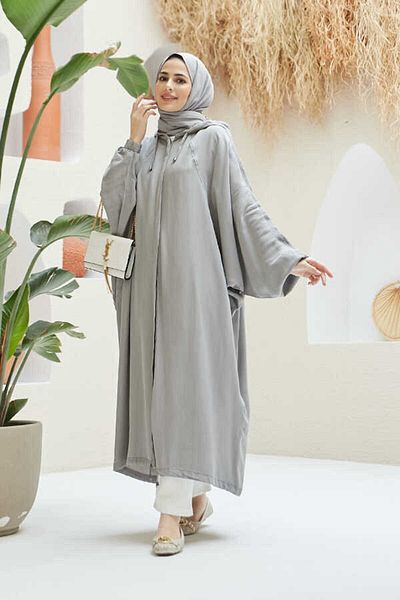 Neways 6465-Tunică de liliac cu glugă gri denim