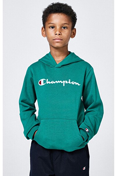 Champion Icons Hooded Sweatshirt Yeşil Çocuk Kapüşonlu Sweatshirt-306747-GS571
