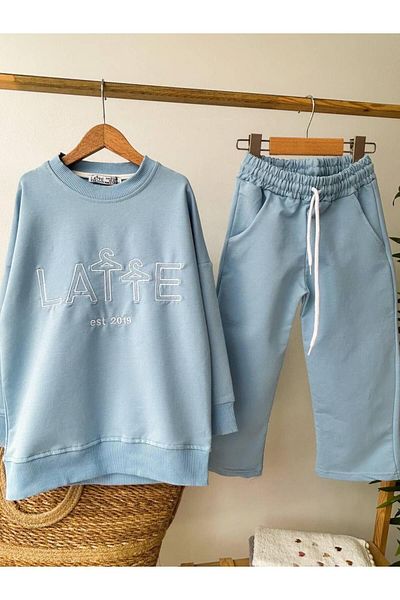 TRENDİMİZBİR Set de buzunare brodat pentru copii unisex LATTE Blue Bottom Top