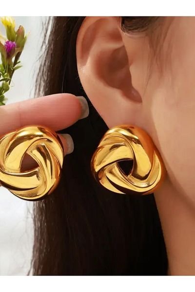 KANİNCHEN Mesh Oval Earrings Elegant Design Stylish Earrings Accessory