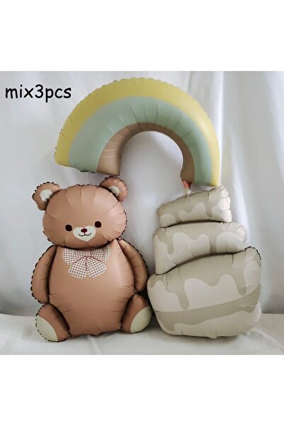 DÜVENCİ TİCARET SET DE 3 PIECE DE FOLIE DE TORT RAINBOW COLOR BEAR RETRO