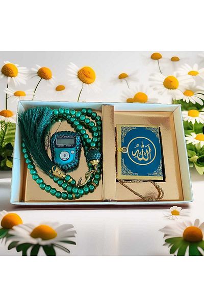 pekel Mini Quran Gift Set - Rhinestone and Stylish Prayer Beads