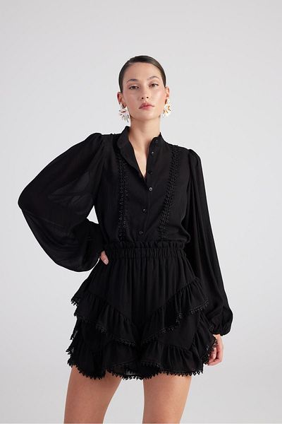 HOLLY LOLLY Fekete Pixie ing - Hímzett részletek és alsóing