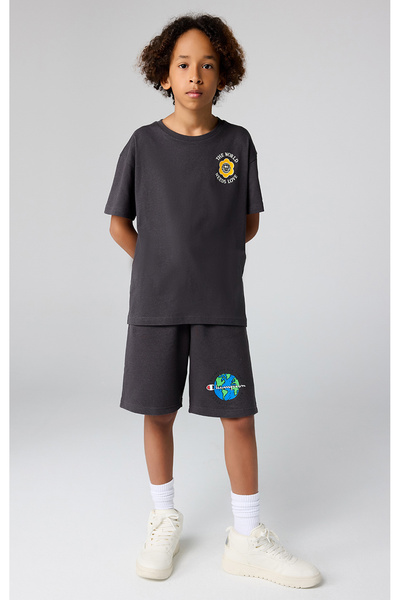 Champion Eco Future Bermuda Organik Pamuk Siyah Çocuk Şort-306706-ES503