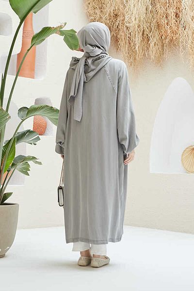 Neways 6465-Tunică de liliac cu glugă gri denim