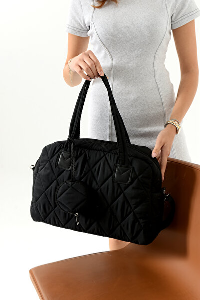 İAMBTŞY Μεγάλη κεντημένη τσάντα ώμου - με χιαστί και πορτοφόλι