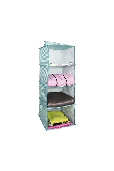 Lisinya Closet Organizer Foldable Multi-Purpose 4-Compartment Striped Cloth Organizer (black)