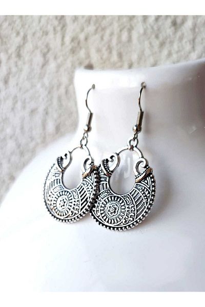 NHOUSE Authentic Embroidered Drop-Shaped Dangle / Retro Design Earrings