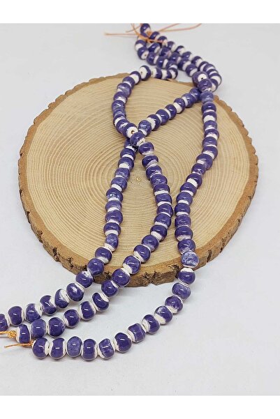 Yasamtohumu Ljubičaste glazirane keramičke perle na nizu 8-9mm/29cm (54266)