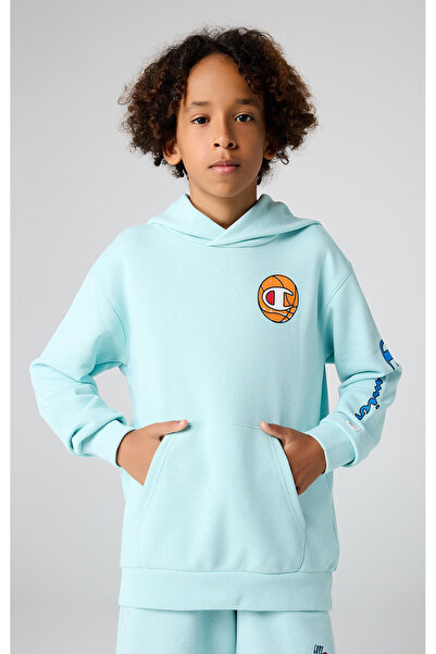 Champion Eco Future سويت شيرت بقلنسوة من القطن العضوي باللون الأزرق للأطفال-3...