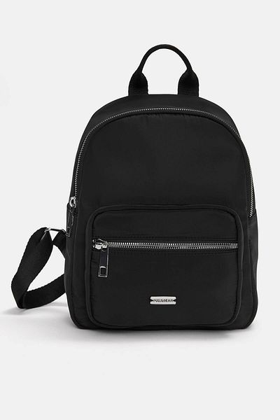 Pull & Bear Black Mini Nylon Backpack