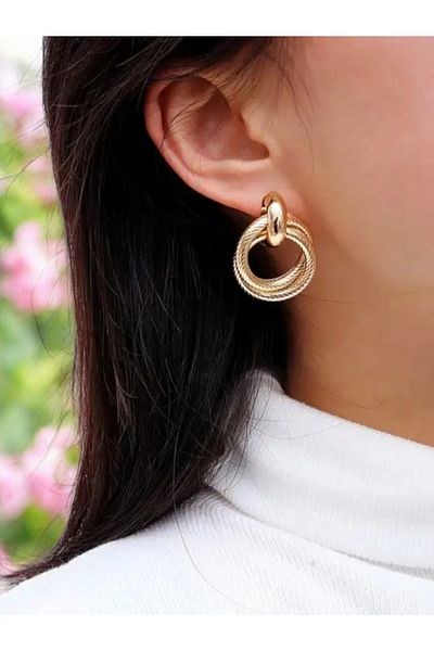 KANİNCHEN Geometry Earring Edges Skidproof Stylish Design Oval Earring Accessory