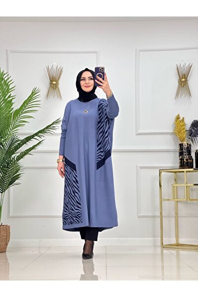 VALENS BOUTİQUE Πλεκτό με σχέδιο ρίγες Tesettrür Tunik Azize