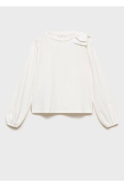 MANGO Kids Βαμβακερό μπλουζάκι με φιόγκο