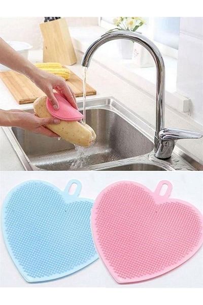 mrtbilisim Heart Shaped Practical Easy Poreless Dishwashing Sponge Tool Apparatus