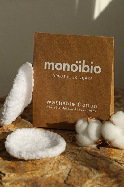 Monoibio Makyaj Temizleme Pamuğu - %100 Pamuk Yıkanabilir Yüz Temizleme Pamuğu 2'li Paket