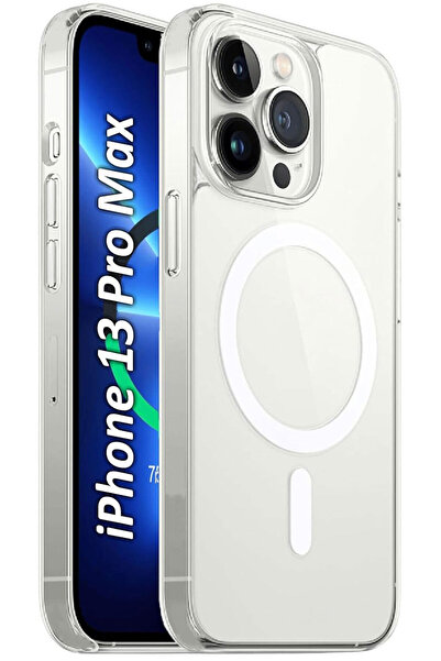 CEPSTOK iPhone 13 Pro Max Kılıf Şeffaf Kristal Magsafe Altı Açık Sert Pc Premium Kapak