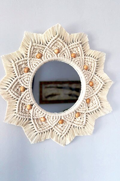 Makrome Makrome Örgü Ayna, Makrome Duvar Süsü, Makrome Duvar Dekorasyon