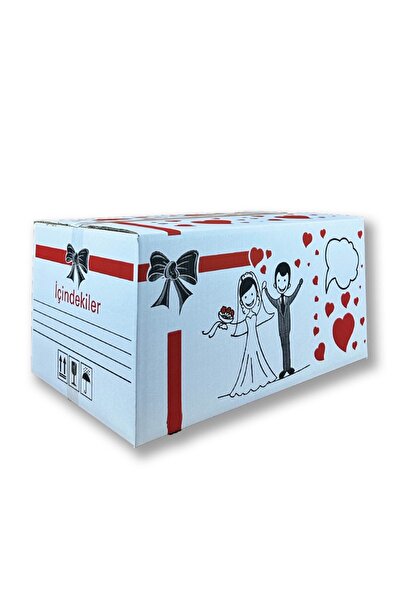 Home 10 Adet Çeyiz Kolisi Baskılı Gelin Kolisi Çift Oluklu 60x38x30 Sağlam İs...