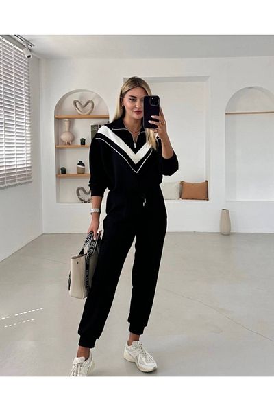 sportiness Σετ υφασμάτινο Modal με γιακά και μισό φερμουάρ
