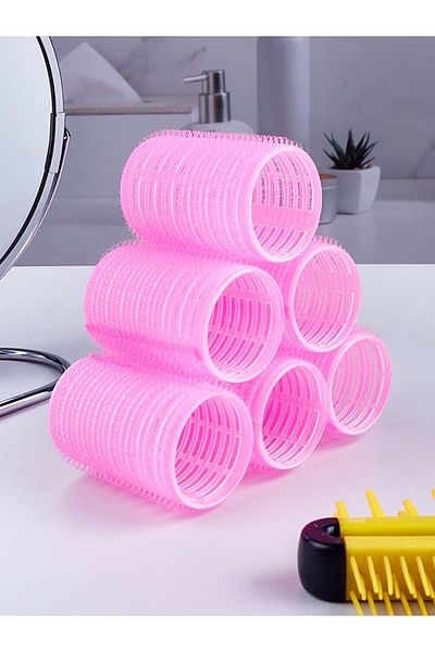 Gold Beauty 6-Piece Large Size Curler with Velcro - Adhesive Hair Curler Diameter: 48mm