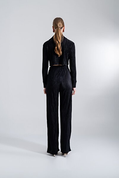 HOLLY LOLLY Beli Lastikli Esnek Comfy Pantolon Siyah