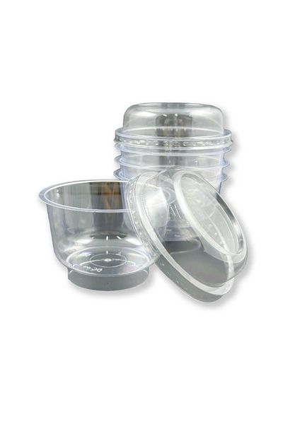 Home Plastic Crystal Dessert Container - 200Cc with Lid, Disposable 60 Pieces