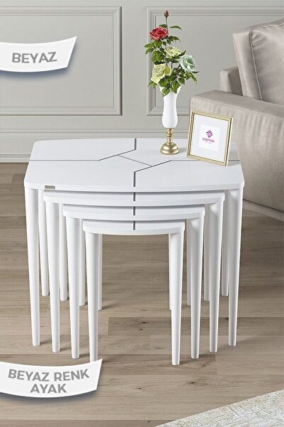 Canisa Concept Argent Serisi 1.sınıf Mdf Ve Lake Boya, Beyaz 4lü Zigon Sehpa ...