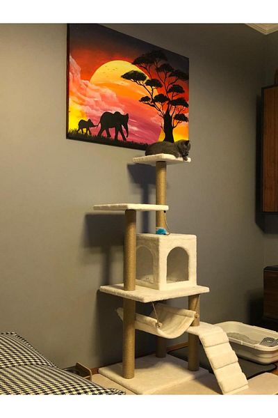 pethomealpi Luxury Cat Scratching and Play Platform - with Hammock and Nest