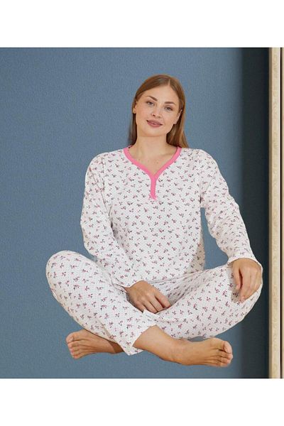 denizhomecollection Plus Size Long-Sleeve Cotton Women's Pajamas