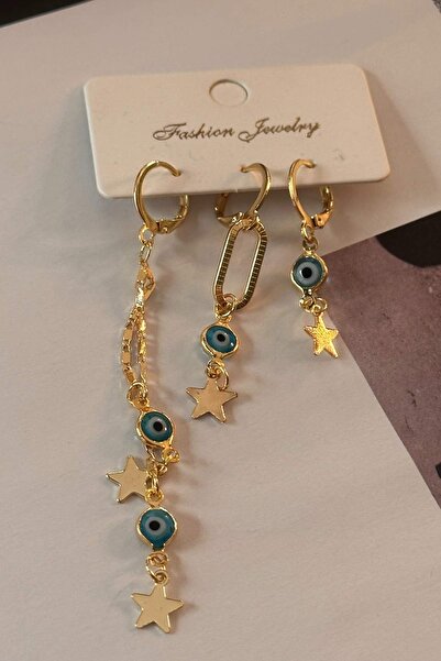 Trendy Butik Nazarlı ve Yıldız Set Küpe