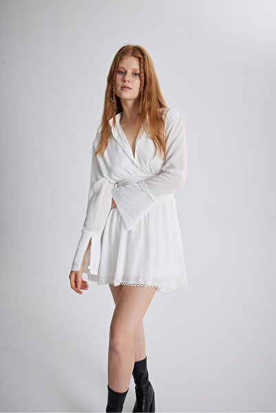 HOLLY LOLLY Fűző Look Mini Isla ruha fehér, Brode részletekkel