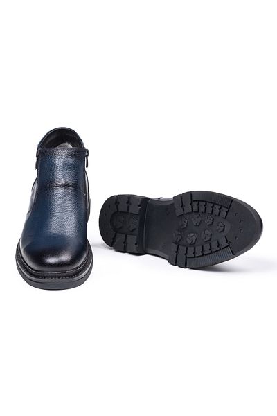 SELİN SOYLU Genuine Leather Men's Boots, Winter Casual Sheepskin Boots, Zippered Boots
