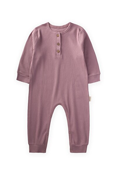Cigit 0-3 Years Old Ribbed Cuffed Jumpsuit - Lilac