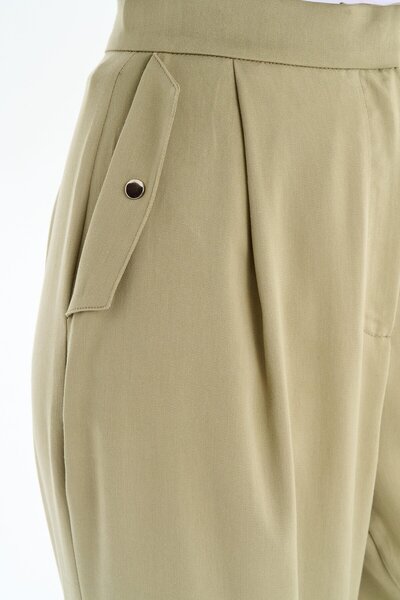 Tuğba Cep Kapaklı Bol Paça Pantolon - Mint