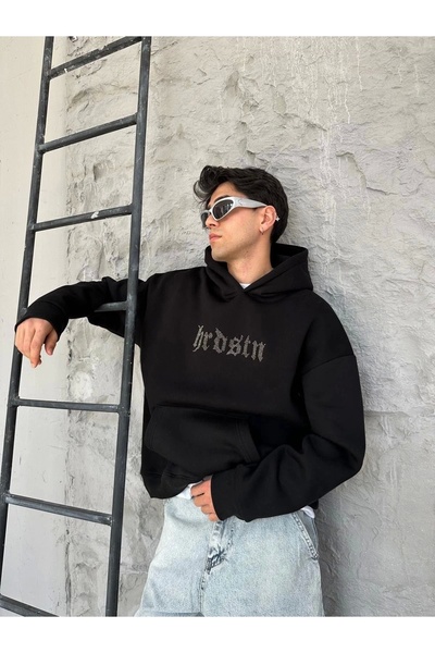 Violon Hardstone Taş Detaylı Hoodie Oversize Sweatshirt